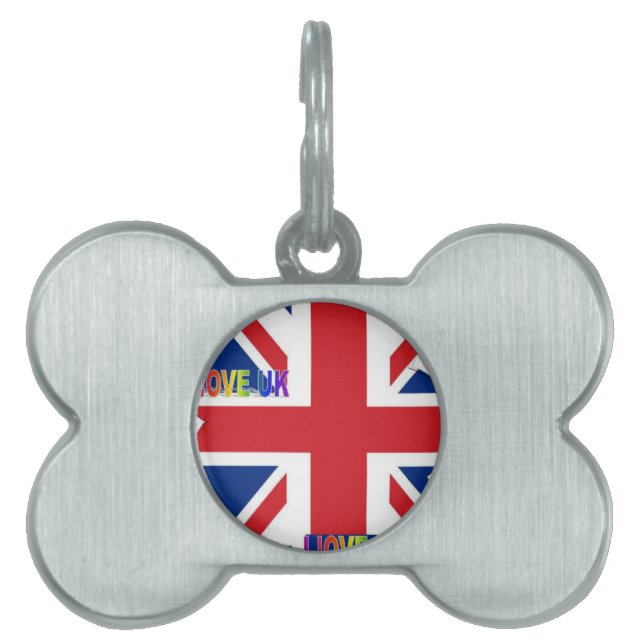 I Love UK Art Print Pet ID Tag (Front)