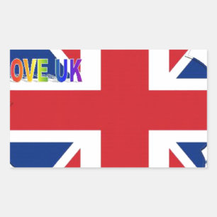 I Love UK Art Print Rectangular Sticker