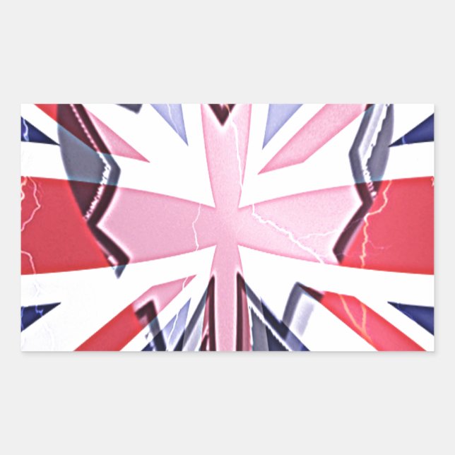 "I Love UK" Art Print Rectangular Sticker (Front)