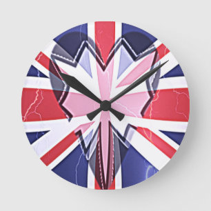 "I Love UK" Art Print Round Clock