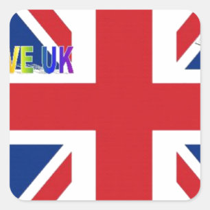 I Love UK Art Print Square Sticker