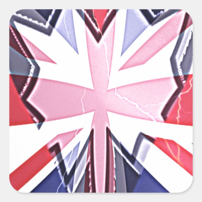 "I Love UK" Art Print Square Sticker (Front)