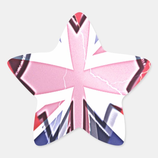 "I Love UK" Art Print Star Sticker (Front)