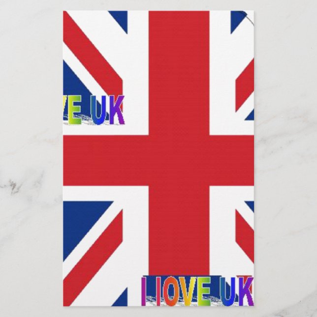 I Love UK Art Print Stationery (Front)