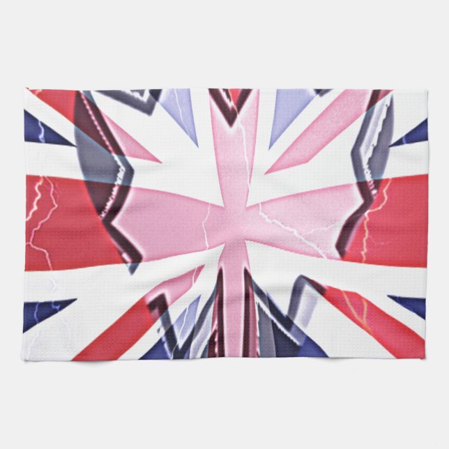 "I Love UK" Art Print Tea Towel (Horizontal)