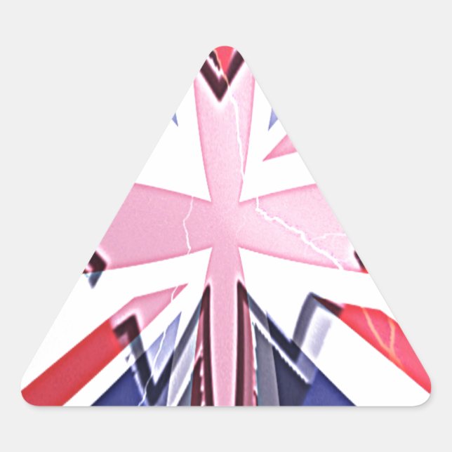 "I Love UK" Art Print Triangle Sticker (Front)