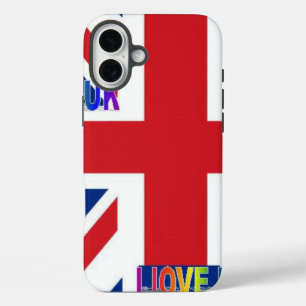 I Love UK Fluffy Cloud & Union Jack Art Print iPhone 16 Plus Case
