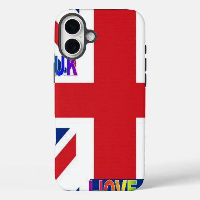 I Love UK | Fluffy Cloud & Union Jack Art Print   Case-Mate iPhone Case (Back)