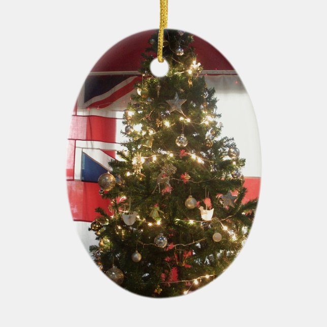 I Love UK Time Ceramic Tree Decoration (Front)
