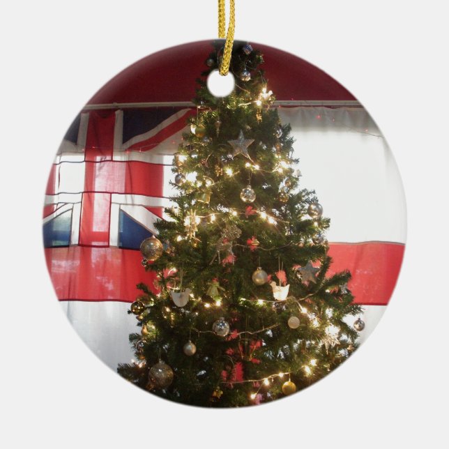 I Love UK Time Ceramic Tree Decoration (Front)