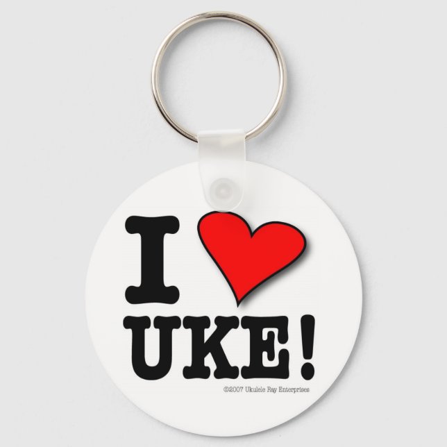 I LOVE UKE Designer Keychain (Front)