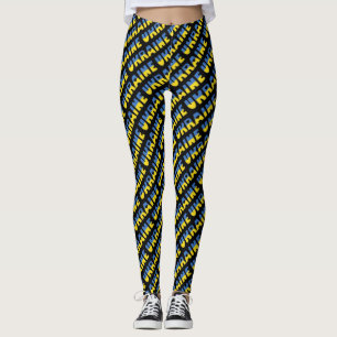 I Love Ukraine Flag Colours Typography Pattern Leggings