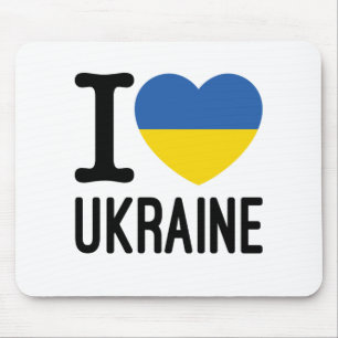 I Love Ukraine Heart Ukrainian Flag Mouse Mat