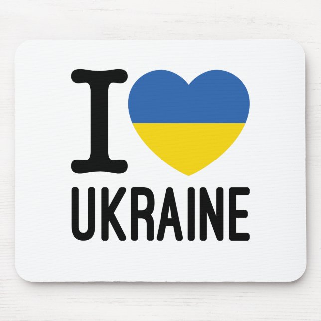 I Love Ukraine Heart Ukrainian Flag Mouse Mat (Front)