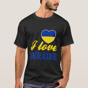 I Love Ukraine Heart Ukrainian Pride Flag T-Shirt