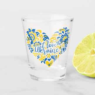 I love Ukraine inspirational quote heart Shot Glass