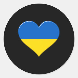 I Love Ukraine National Flag Pride Heart Classic Round Sticker
