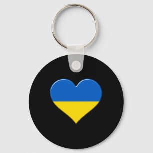 I Love Ukraine National Flag Pride Heart  Key Ring