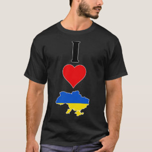I Love Ukraine Vertical I Heart Country Flag Map T-Shirt