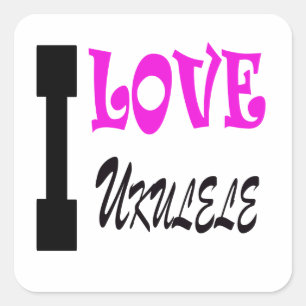 I Love ukulele Square Sticker