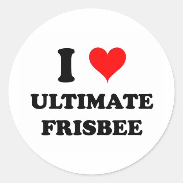 I Love Ultimate Frisbee Classic Round Sticker (Front)