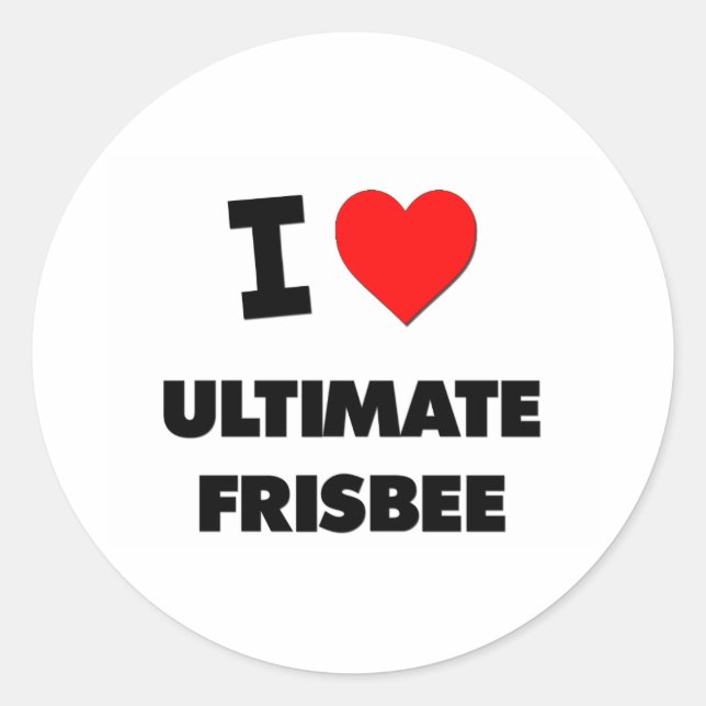 I Love Ultimate Frisbee Classic Round Sticker (Front)