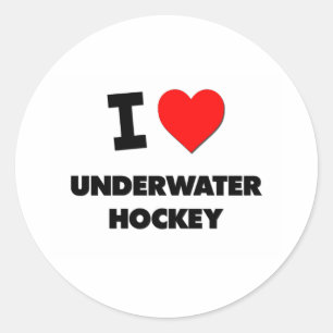 I Love Underwater Hockey Classic Round Sticker