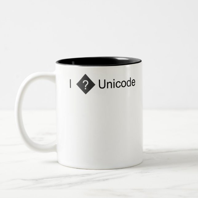 I love Unicode - funny shirt Two-Tone Coffee Mug (Left)