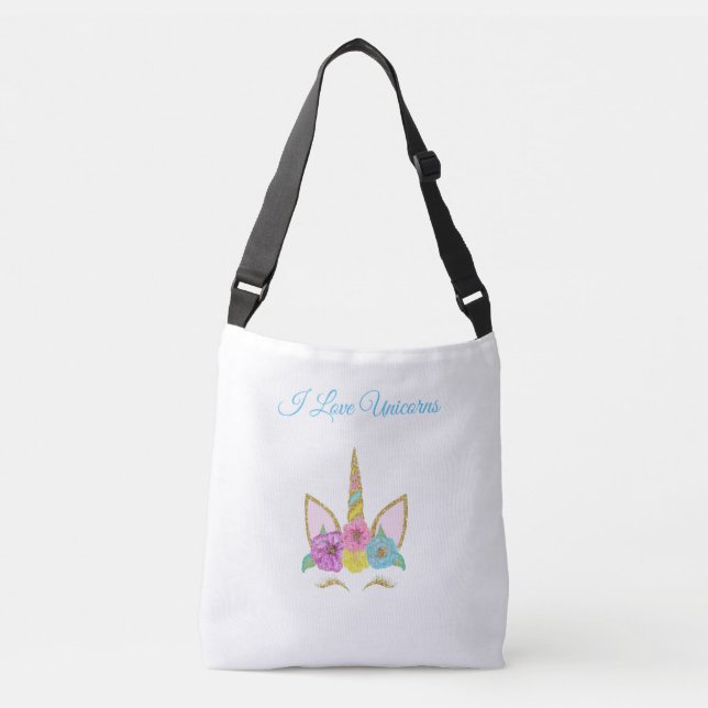 I Love Unicorn Crossbody Bag, Kids Diaper Bag (Front)