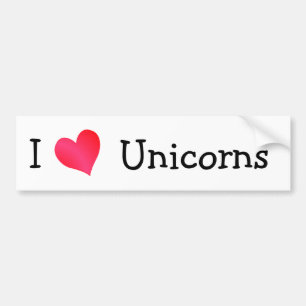I Love Unicorns Bumper Sticker