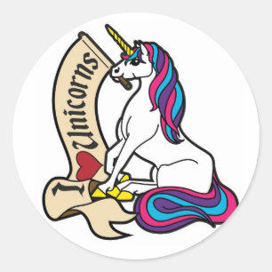 I love Unicorns! Classic Round Sticker