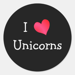 I Love Unicorns Classic Round Sticker