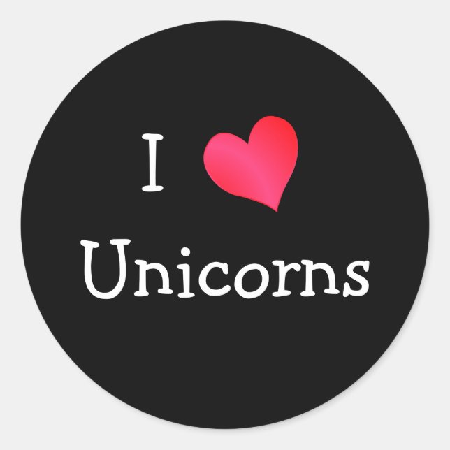 I Love Unicorns Classic Round Sticker (Front)