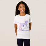 I Love Unicorns Cute Girls T-Shirt<br><div class="desc">A cute unicorn kids t-shirt for a little girl who loves pretty pink and purple unicorns. Beautiful fantasy creatures are my favourite thing. Images used on this item are licensed and © Graphics Factory.com</div>