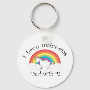 I love unicorns Deal with it! Key Ring