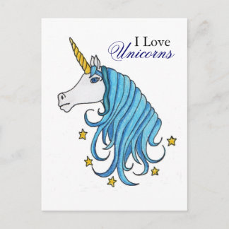 I Love Unicorns Postcard