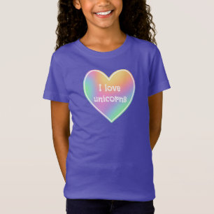 I Love Unicorns Rainbow Heart Girls' T-Shirt