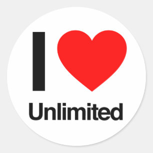 i love unlimited classic round sticker
