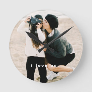 I Love Us Modern Family Photo Keepsake Round Clock