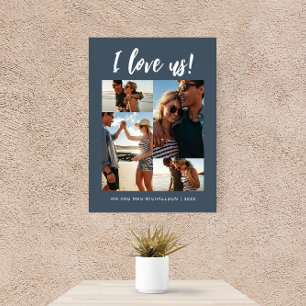 I love us Script Photo Blue and White Canvas Print