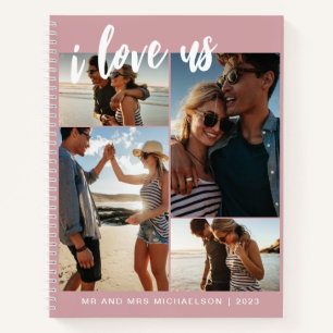 I love us Script Photo Collage Pink and White Notebook