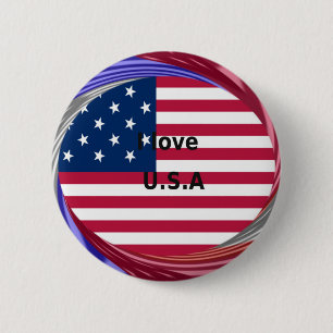 I LOVE USA 6 CM ROUND BADGE