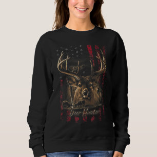 I LOVE USA American Flag and Deer Hunter Sweatshirt
