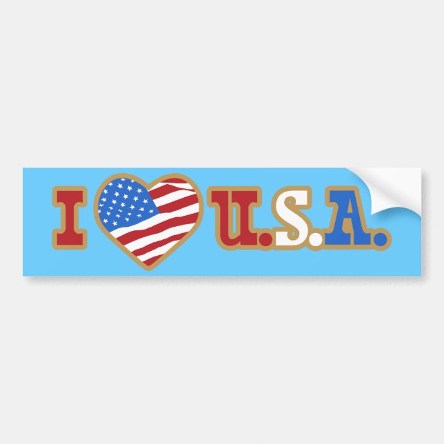 I Love USA Bumper Sticker (Front)
