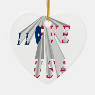I LOVE USA CERAMIC TREE DECORATION