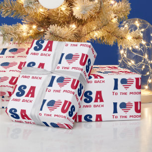 I love USA custom text Blue and Red Wrapping Paper