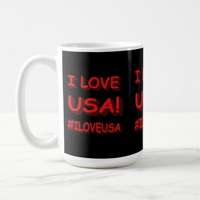 "I LOVE USA" Cute Expression Design. Buy Now Coffee Mug (Left)