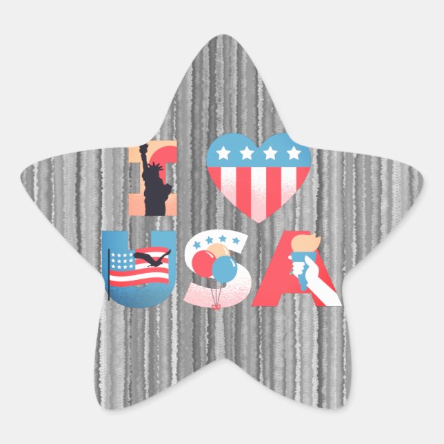 I LOVE USA Design Star Sticker (Front)