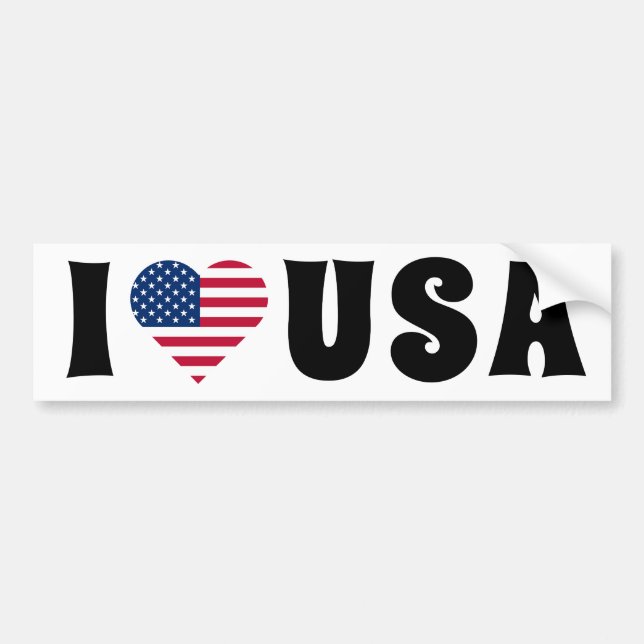 I love USA flag Retro Bumper Sticker (Front)