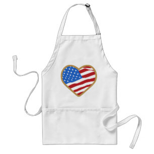 I Love USA Heart Independence Day American Standard Apron